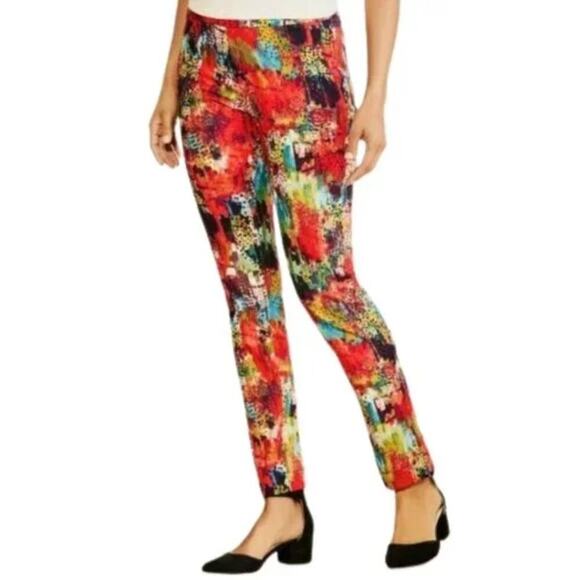 Soft Surroundings geometric abstract painting colorful print ankle pull on pants - Picture 1 of 6
